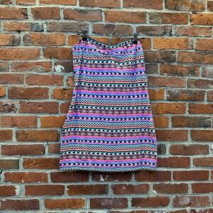 Colorful Patterned Strapless Dress